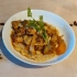 Tofu vegetable curry with red lentils and brown rice