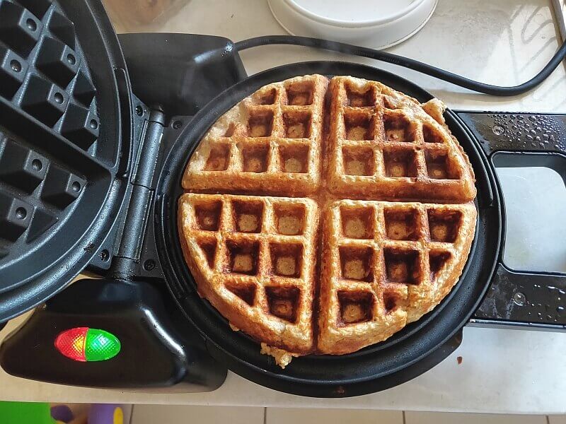 Banana oat waffles cooked to perfection